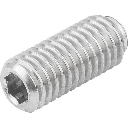 KIPP K0316.AJ SPRING PLUNGER STANDARD SPRING FORCE D=1/4-28 L=15, STAINLESS STEEL, COMP:BALL STAINLESS STEEL Hot on Sale