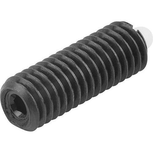 KIPP K0318.A1 SPRING PLUNGER STANDARD SPRING FORCE D=10-32 L=18, STEEL, COMP:PIN POM, PU=25 Supply