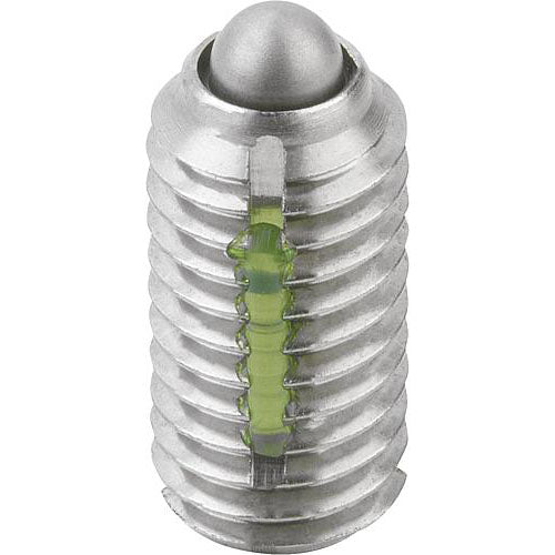 KIPP K0324.1AG SPRING PLUNGER LIGHT SPRING FORCE, WITH THREAD LOCK D=8-36 L=9, STAINLESS STEEL, COMP:PIN STAINLESS STEEL, PU=5 Online Sale