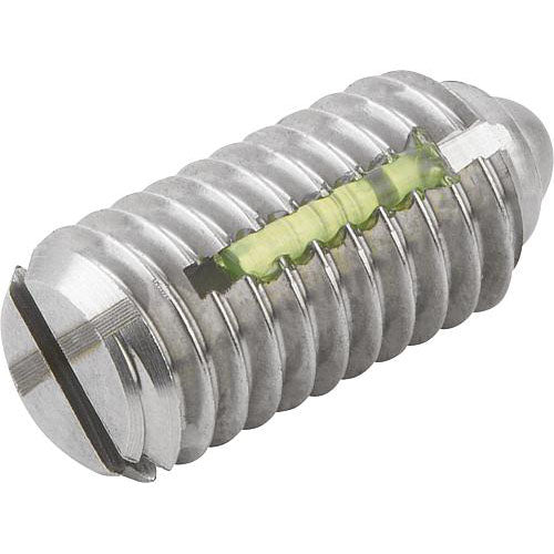 KIPP K0324.105 SPRING PLUNGER LIGHT SPRING FORCE, WITH THREAD LOCK D=M05 L=12, STAINLESS STEEL, COMP:PIN STAINLESS STEEL, PU=5 Fashion