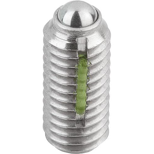KIPP K0326.A3 SPRING PLUNGER STANDARD SPRING FORCE, WITH THREAD LOCK D=5/16-18 L=18, STAINLESS STEEL, COMP:BALL STAINLESS STEEL, PU=10 Fashion