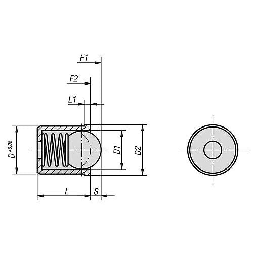 KIPP K0333.08 SPRING PLUNGER SPRING FORCE, SMOOTH VERSION, D=8 L=9, STAINLESS STEEL, COMP:STAINLESS STEEL Hot on Sale