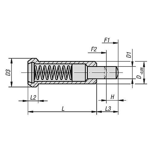 KIPP K0331.06 SPRING PLUNGER SPRING FORCE, WITH HEAD, D=6 L=20, FREE-CUTTING STEEL, COMP:PIN STEEL, PU=1 Online now