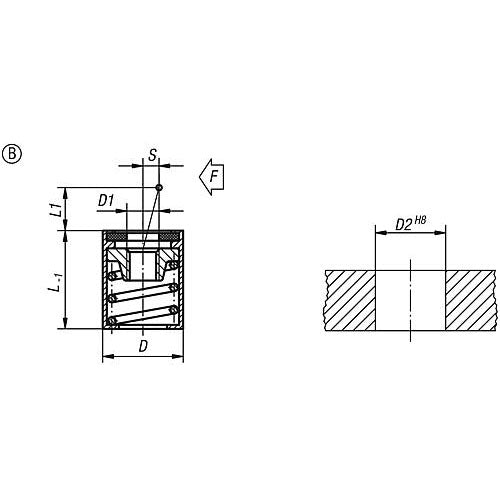 KIPP K0370.32066 LATERAL SPRING PLUNGER, SPRING FORCE WITHOUT THRUST PIN, FORM:B W. SEAL D=10,  L1=7,5, ALUMINIUM, COMP:STEEL Discount