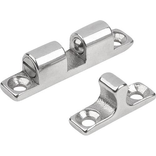 KIPP K0583.502 DOUBLE BALL CATCH, L=50, B=10, H=12,2, A=40, STAINLESS STEEL 1.4401 BLASTED, COMP:BALL STAINLESS STEEL Supply