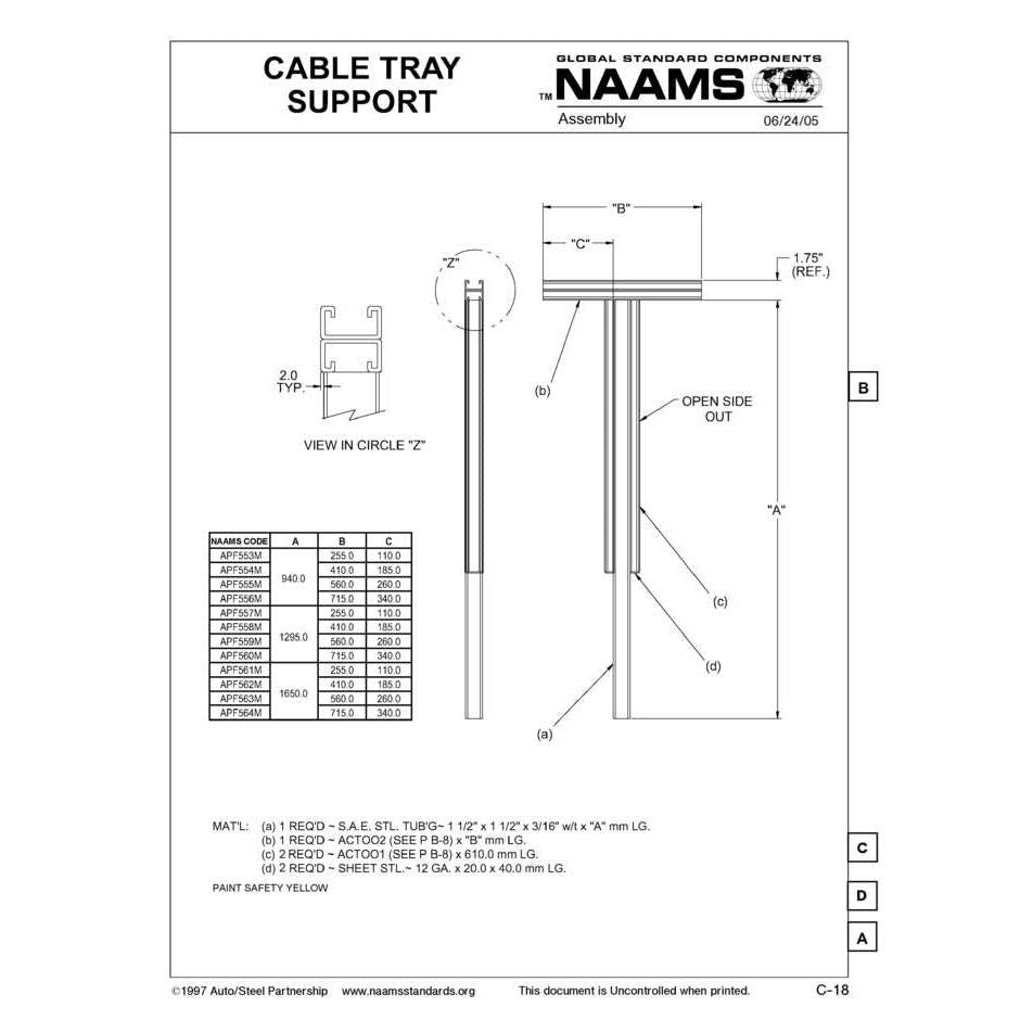 NAAMS Cable Tray APF554M Fashion