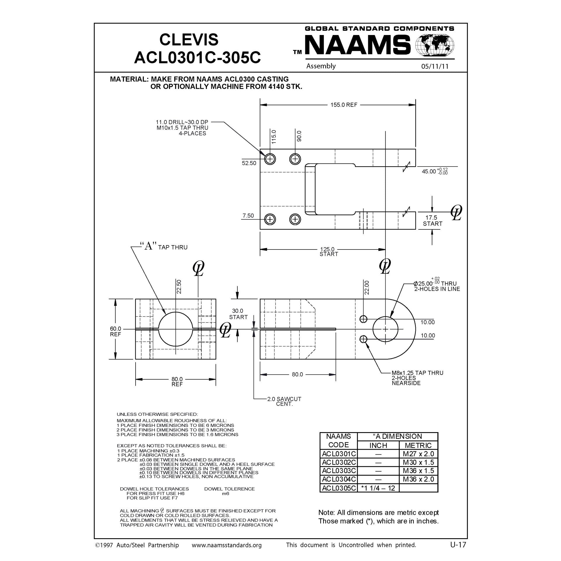 NAAMS Clevis Assembly ACL0301A on Sale