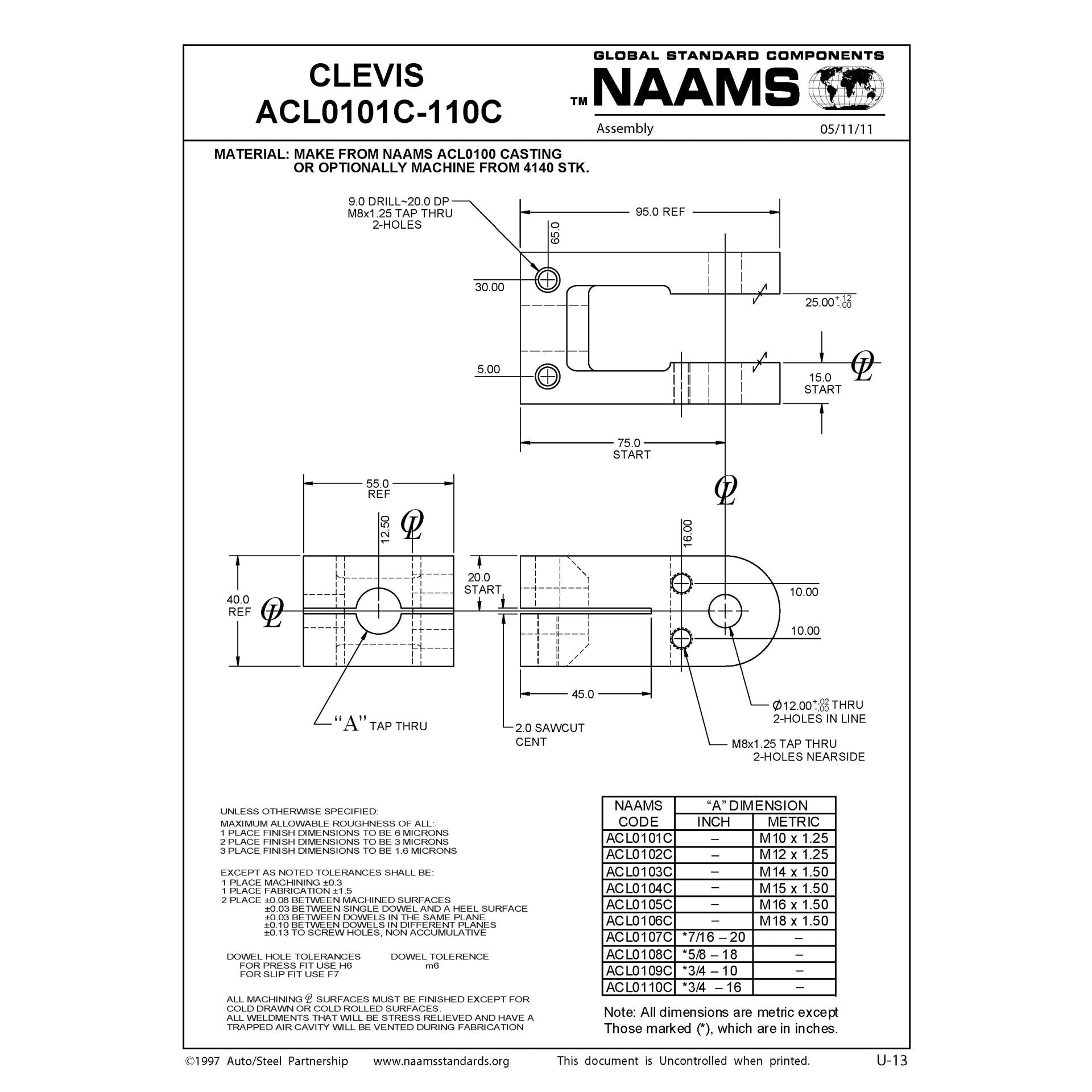 NAAMS Clevis Assembly ACL0110A Discount
