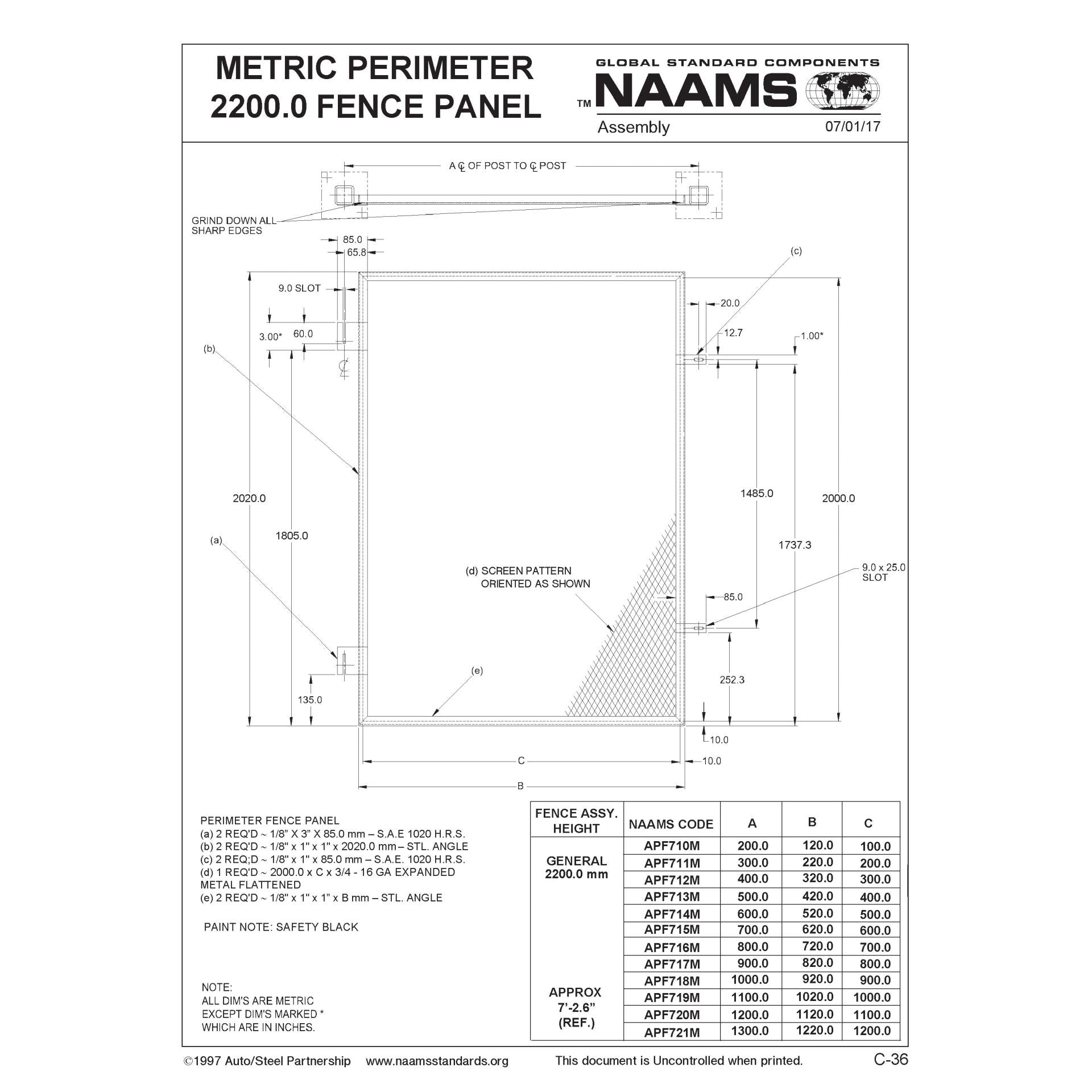 NAAMS Fence Panel APF716M Online now