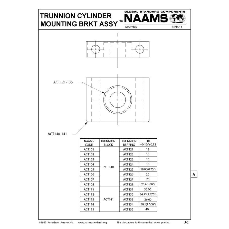 NAAMS Cylinder Mounting Assembly ACT101 Discount