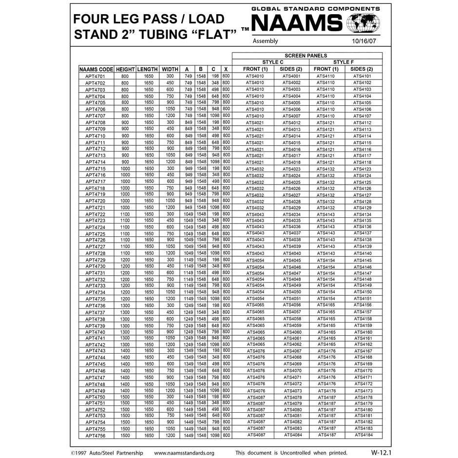 NAAMS Four Leg Stand APT4001 THRU APT4856 Hot on Sale