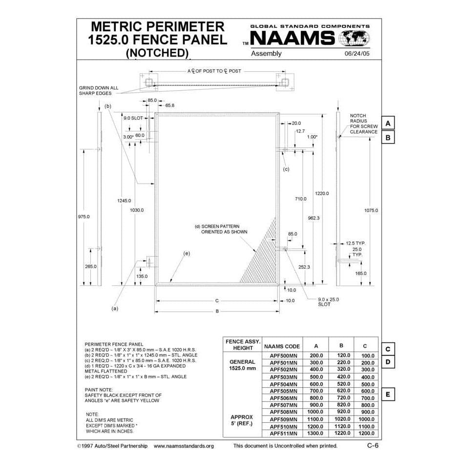 NAAMS Metric Fence Panel APF510MN Discount