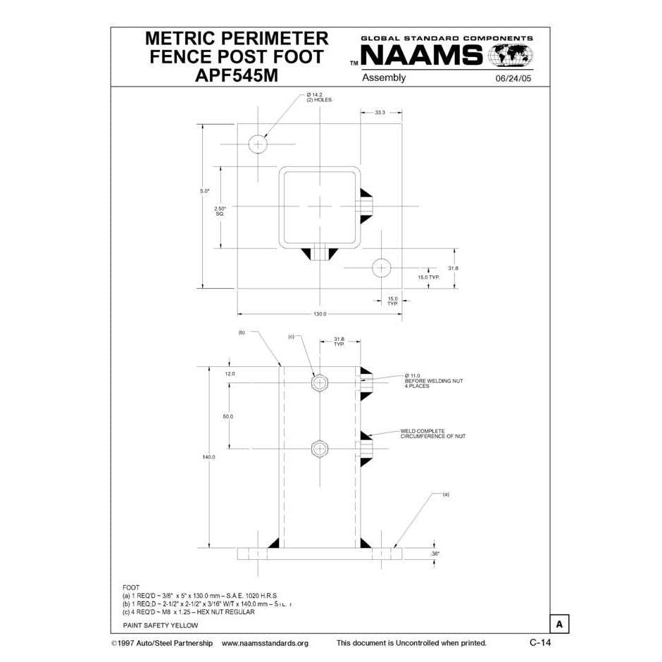 NAAMS Metric Fence Post Foot APF546M Sale