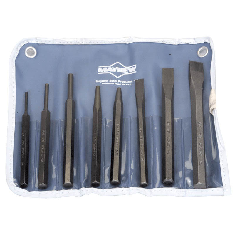 Mayhew KS509RC 8 Pieces Punch & Chisel Set, includes 3 Punches, 1Center Punch, 1 solid Punch, 3 Cold Chisels Discount