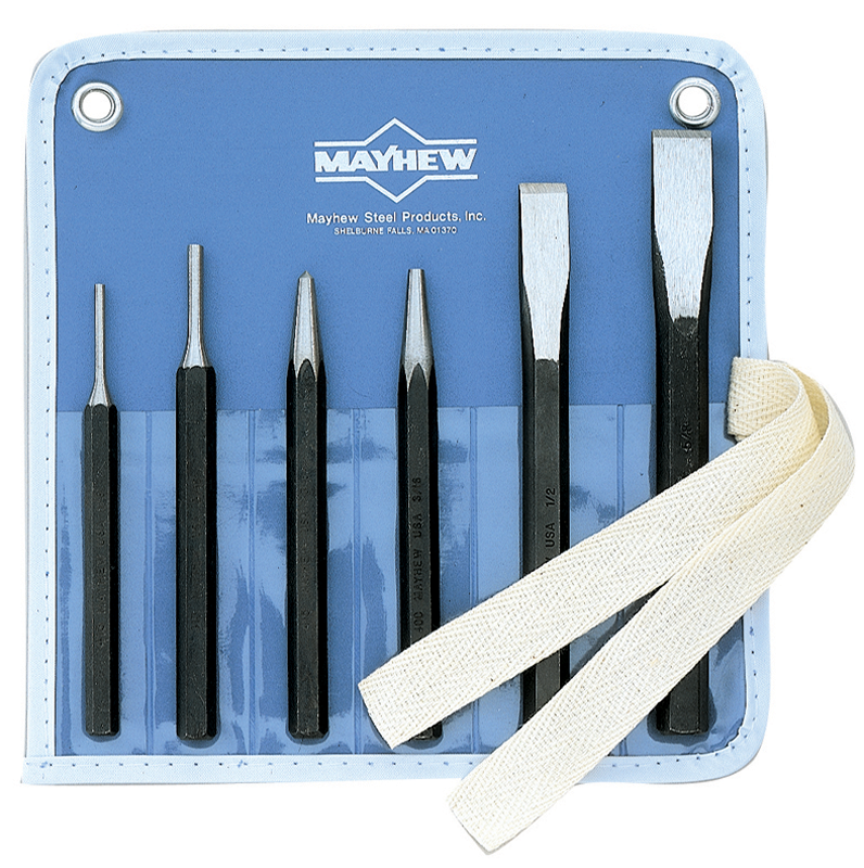 Mayhew KS505RC 6 Pieces Punch & Chisel Set – Model 5RC; 5/32" to 3/8" Punches, 7/16" to 5/8" Chisels Online Sale
