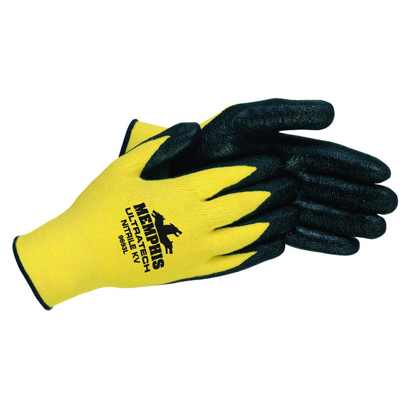 Memphis KB519693M Nitrile KV Gloves – Black Nitrile Dip Palm/Fingers – Size Medium Fashion