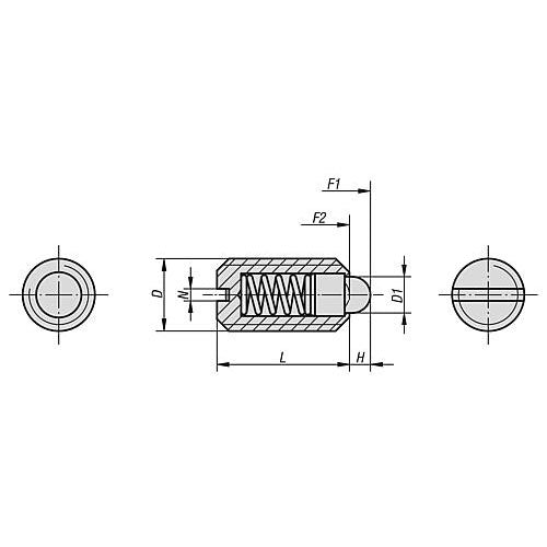 KIPP K0314.16 SPRING PLUNGER STANDARD SPRING FORCE D=M16 L=24, STAINLESS STEEL, COMP:PIN STAINLESS STEEL Hot on Sale