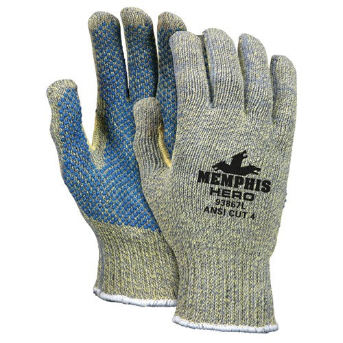Memphis KB5193867L MCR Safety Cut Pro Hero Gloves – 7 Gauge Kevlar / Stainless Steel / Nylon – PVC Dots Palm Side – Size Large Hot on Sale