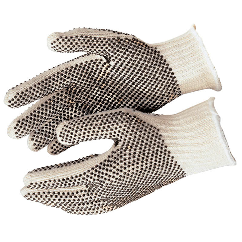 Memphis KB519668S 7 Gauge Regular Weight Gloves – Natural 60% Cotton/ 40% Polyester – PVC Dots 2 Sides – Size Small Fashion