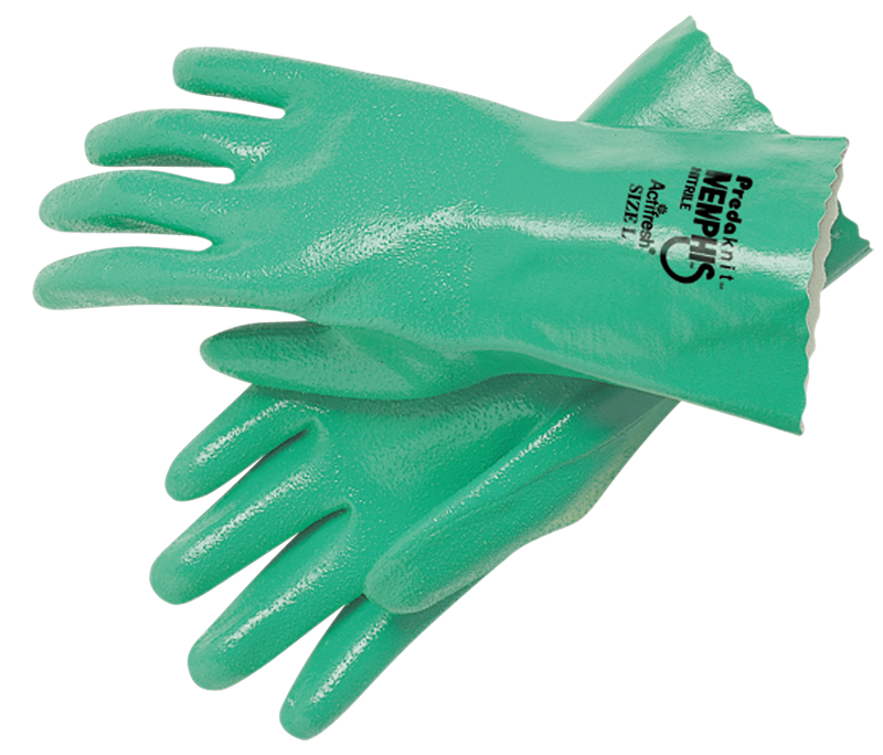 Memphis KB519782L Predaknit Gloves – Green – Full Rough Nitrile Coating – Interlock Lined – 12" Gauntlet Cuff – Size Large Discount