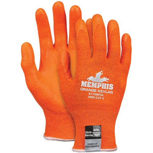 Memphis KB519178NFOXL MCR Safety Cut Pro Glove – 13 Gauge Orange Kevlar/Synthetic – Nitrile Foam Coated Palm – Size X-Large Hot on Sale