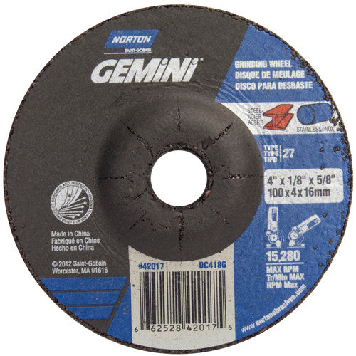 Norton Abrasives MH60040042017 4×1/8×5/8" Gemini Long Life Grinding Wheel A 24 T BDA3 Type 27 Online now