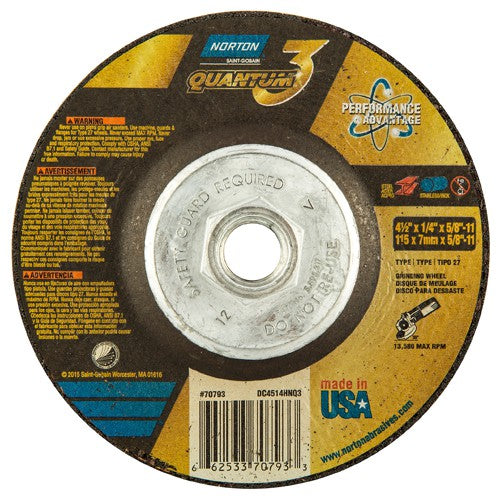 Norton Abrasives MH60D045070793 4-1/2"x1/4"x5/8"-11 – T27 – Quantum 3 Depressed Center Wheel Discount