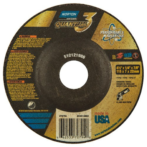 Norton Abrasives MH60D045070794 4-1/2"x1/4"x7/8" – T27 – Quantum 3 Depressed Center Wheel Online now