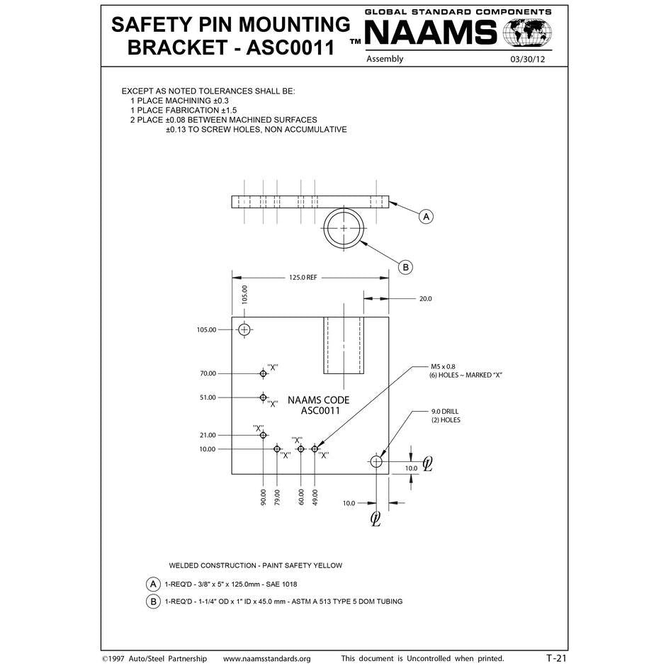 NAAMS Safety Pin Mounting Bracket ASC0011 Discount