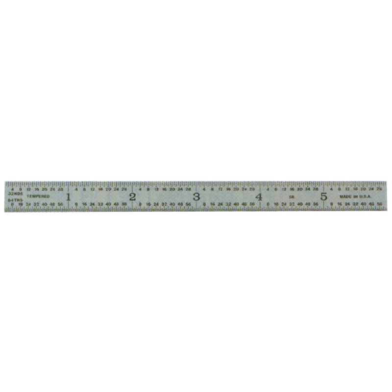 PEC Tools MZ80018162 Satin Chrome Finish Rigid Steel Rule – Model 162-018-18" Length-16R Graduation-1 1/8" Width Supply