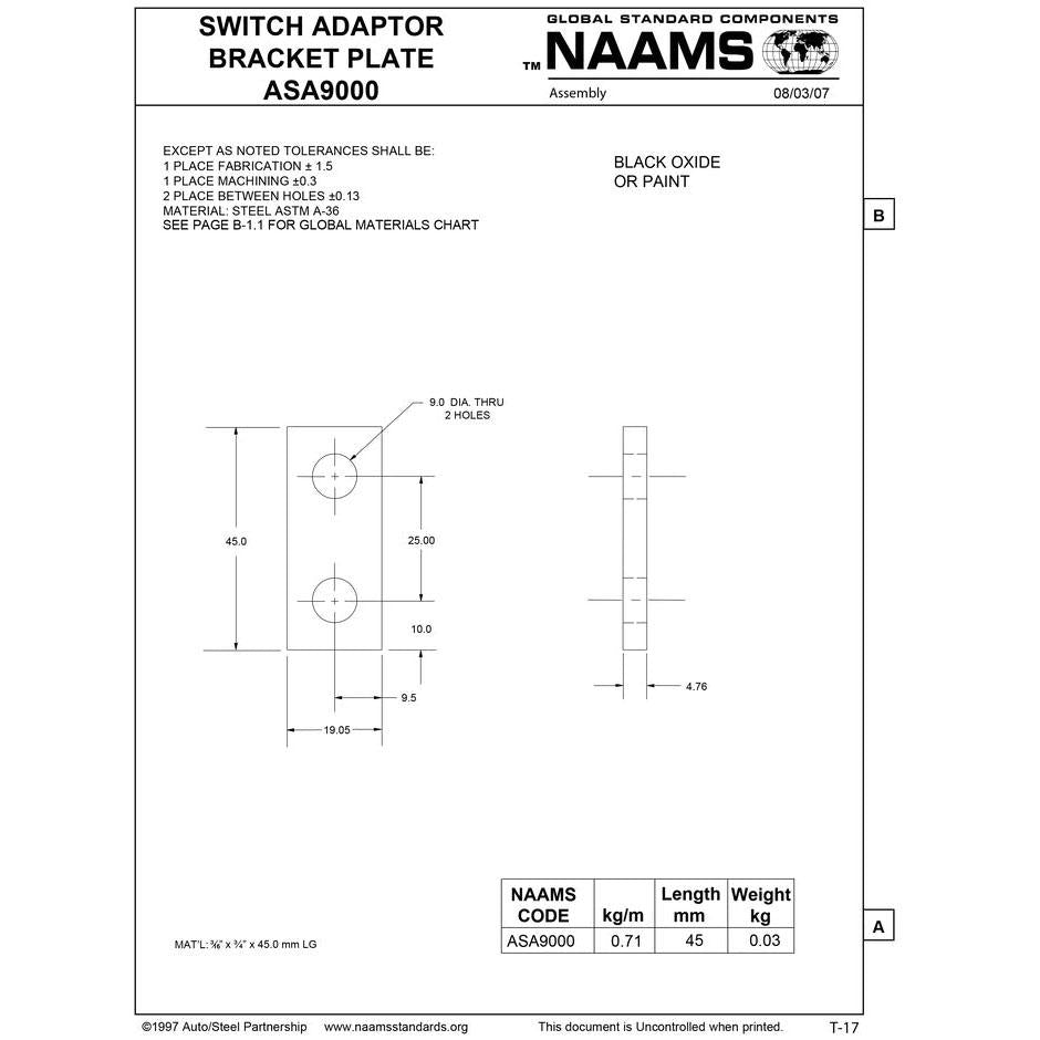 NAAMS Switch Adapter Bracket Plate ASA9000 Online now
