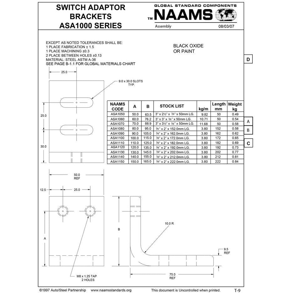 NAAMS Switch Mounting Bracket ASA1090 Supply