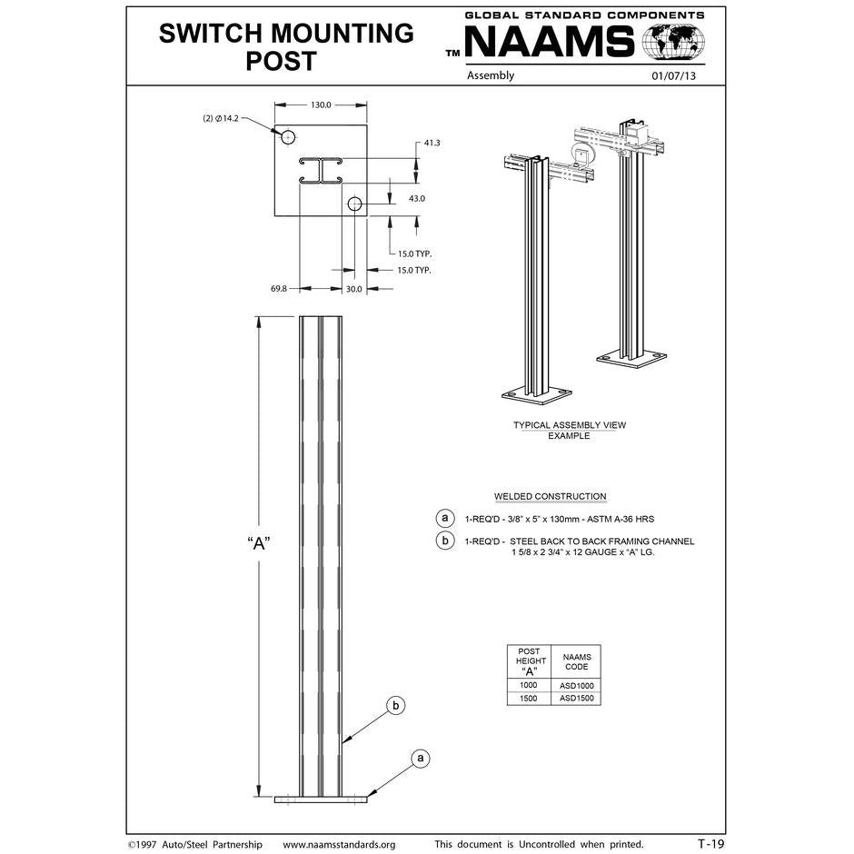 NAAMS Switch Mounting Post ASD1500 Fashion
