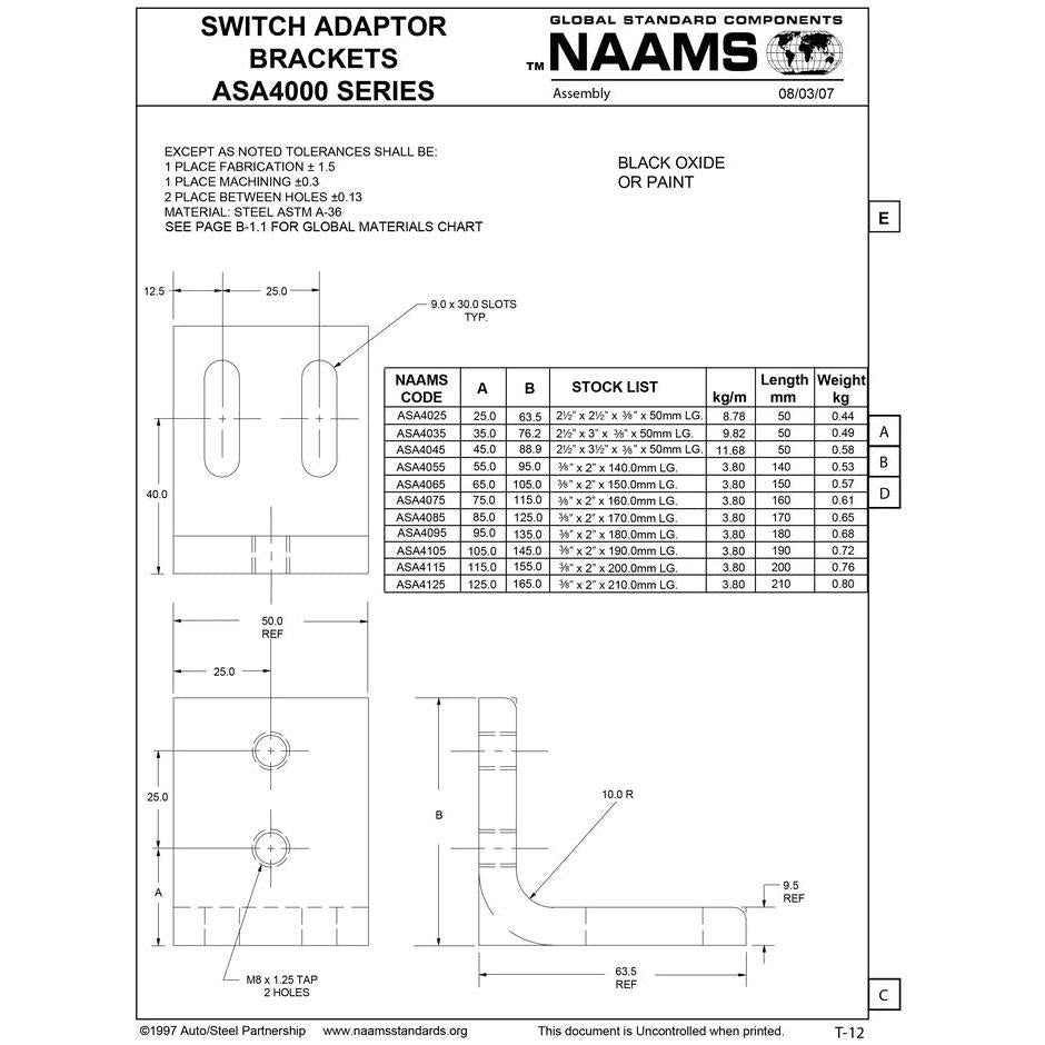 NAAMS Switch Mounting Bracket ASA4025 Discount