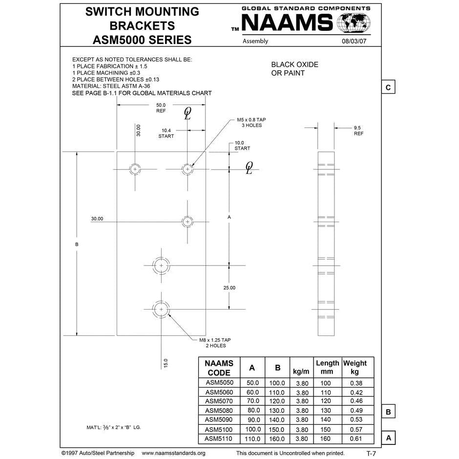 NAAMS Switch Mounting Bracket ASM5060 Supply