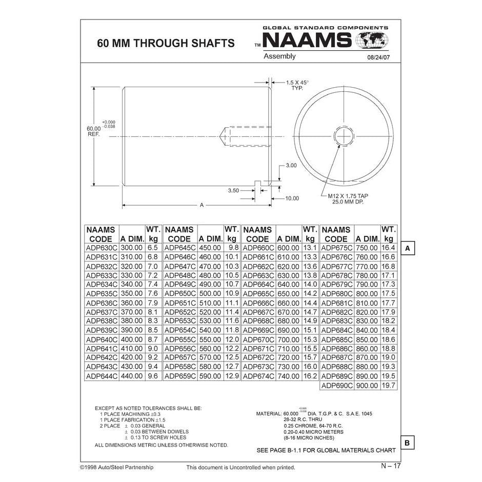 NAAMS Through Shaft ADP639C 60mm Hot on Sale