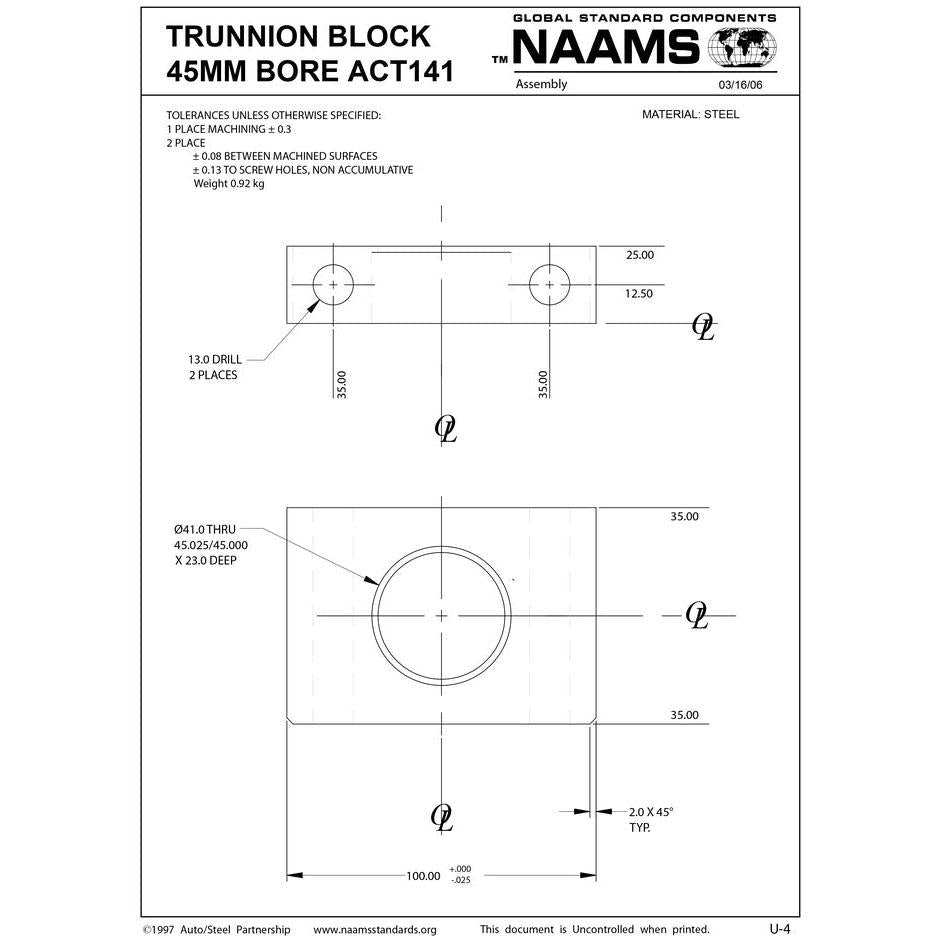 NAAMS Trunnion Block 32mm Bore ACT141 Discount